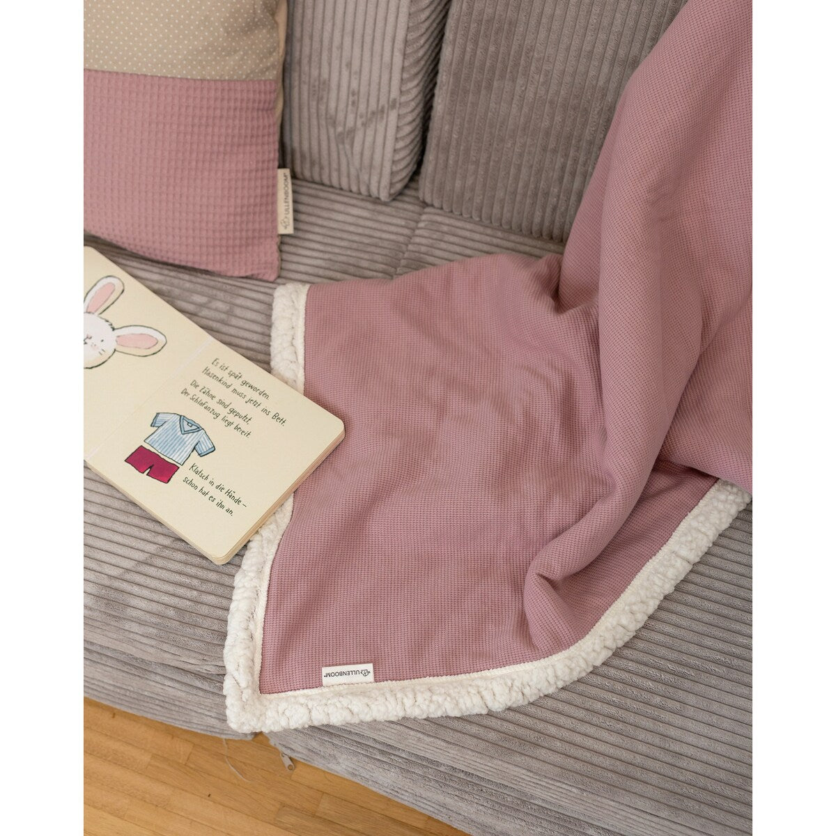 Babyteppe Winter Teddy 70x100 cm bomull og fleece nærbilde av tekstur