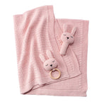 Babyteppesett med kanin gripering forfra