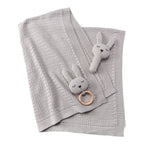 Babyteppesett med kanin gripering 80x100 cm bomull - BORNINO HOME
