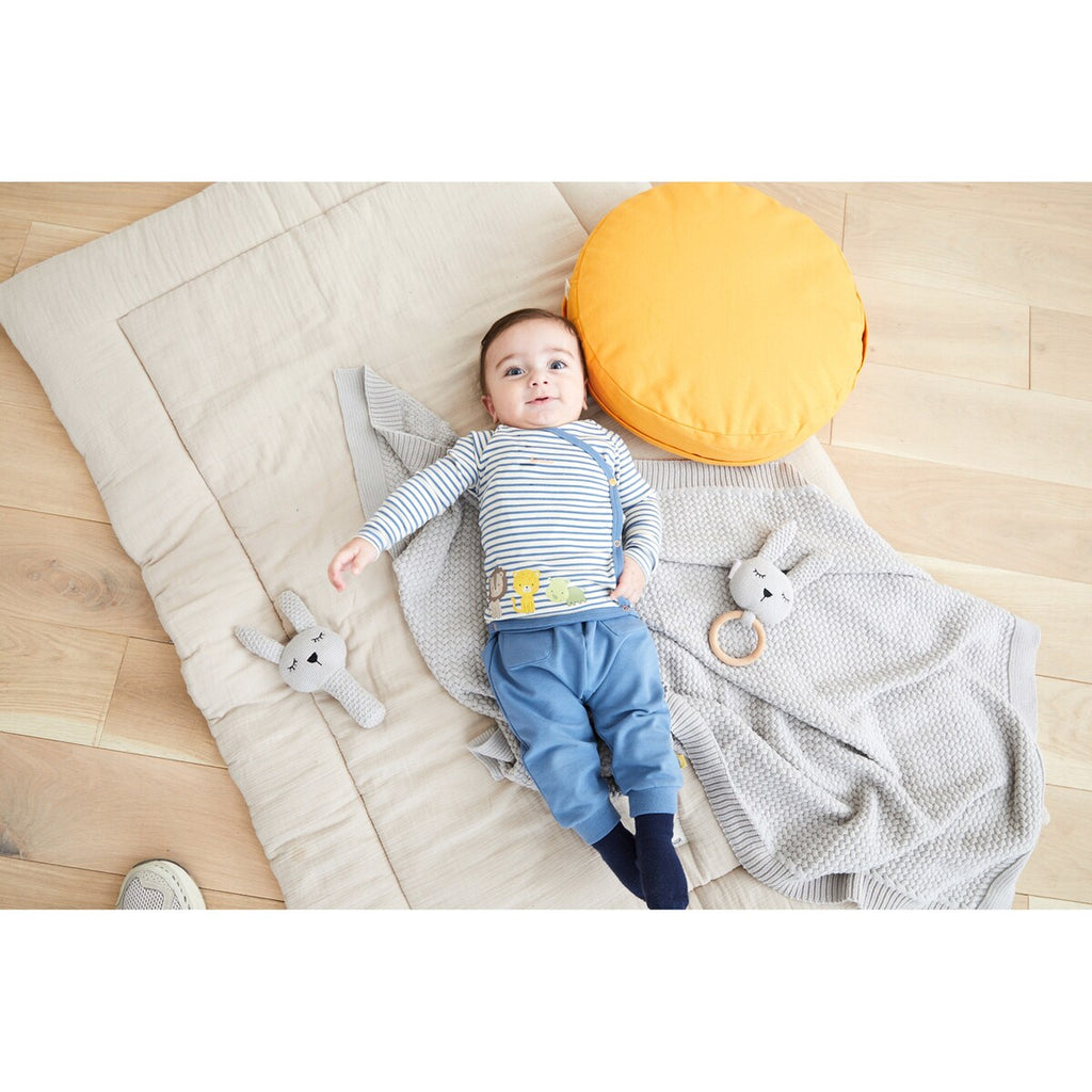 Babyteppesett med kanin gripering 80x100 cm bomull - BORNINO HOME