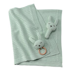 Babyteppesett med kanin gripering 80x100 cm bomull - BORNINO HOME