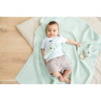 Babyteppesett med kanin gripering 80x100 cm bomull - BORNINO HOME