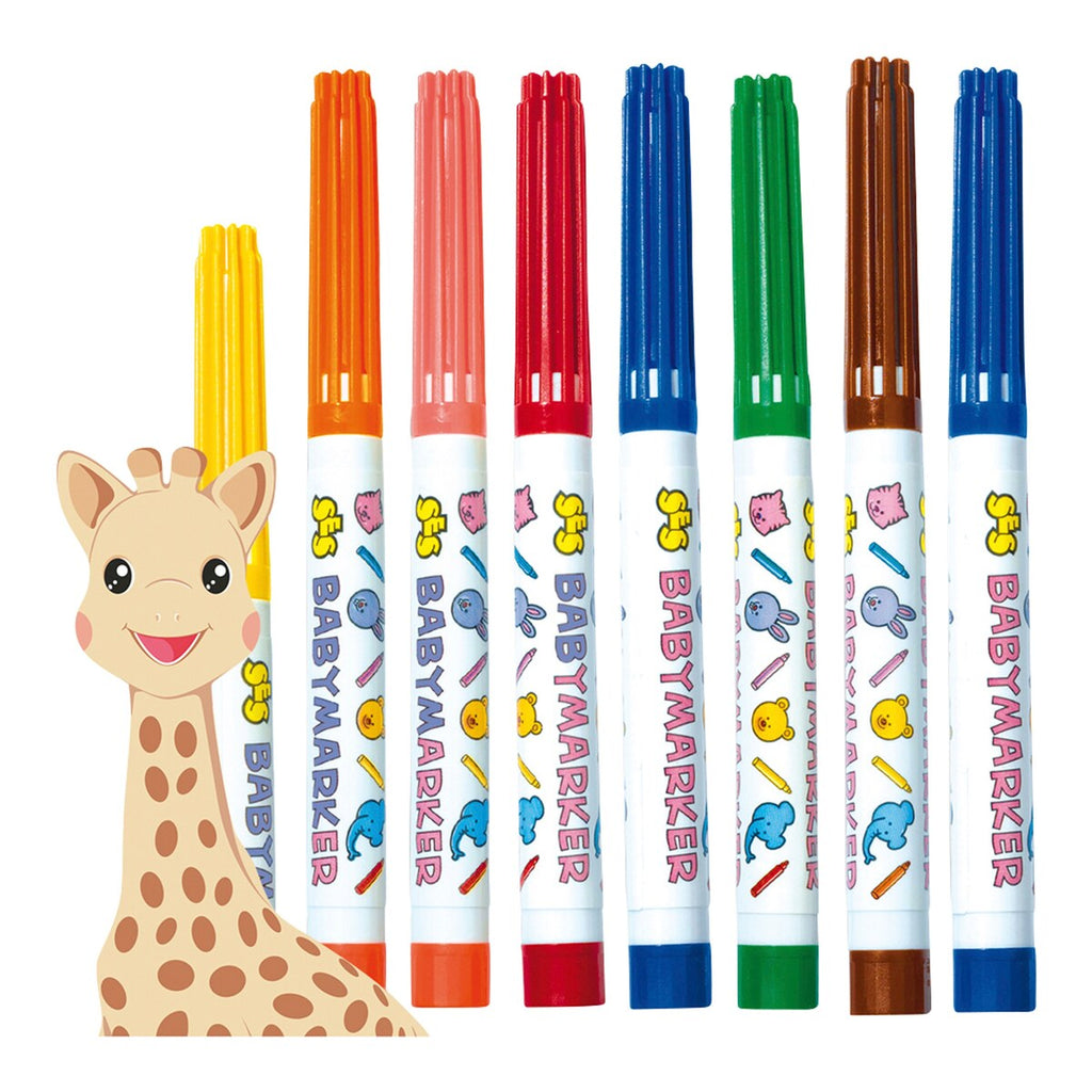 Babytusjer 8 farger fra 12 mnd Sophie la girafe bakside