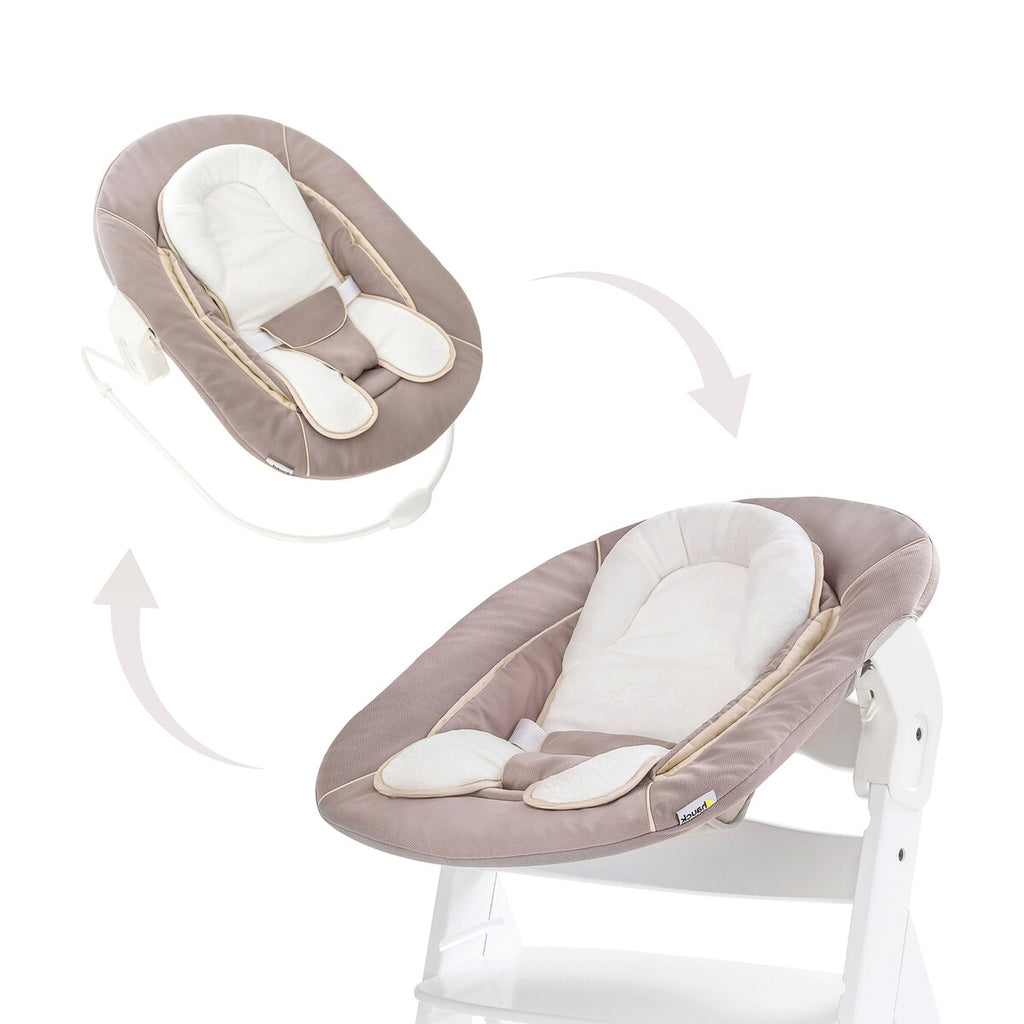 Babyvipp Alpha Bouncer 2in1 forfra i stretch beige