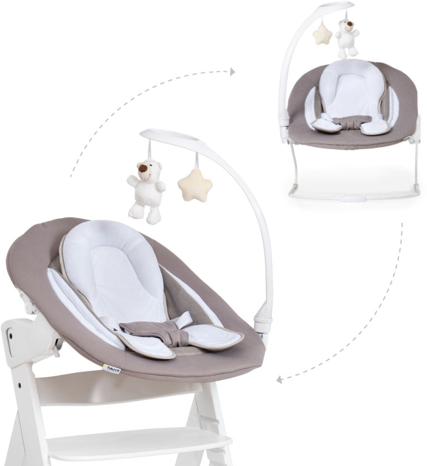 Detalj av polstring på Babyvipp Alpha Bouncer Deluxe sand