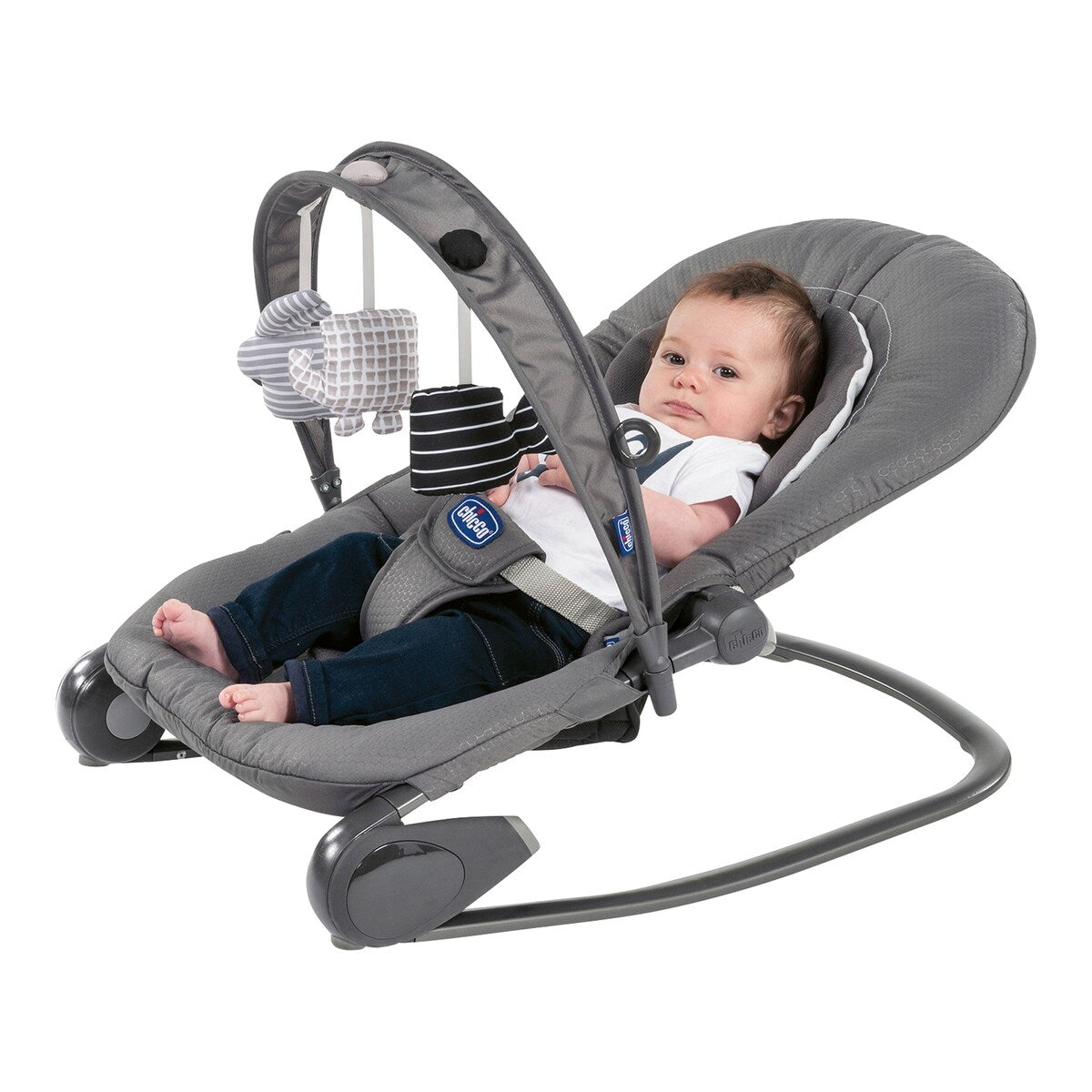 Babyvipp Hoopla med lekebue og rasleleker sett ovenfra