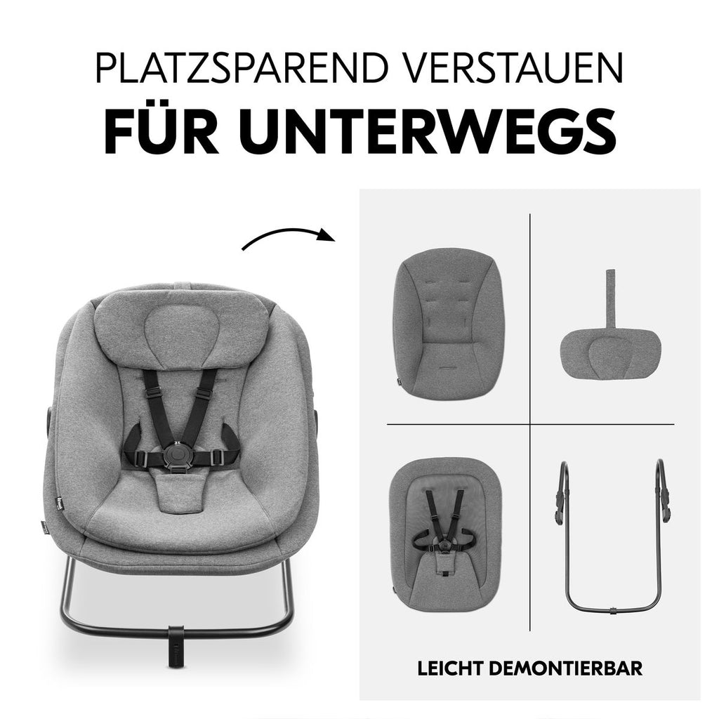 Babyvippe og nyfødtinnlegg 3-i-1 til barnestol mørk grå med justerbar ryggstøtte