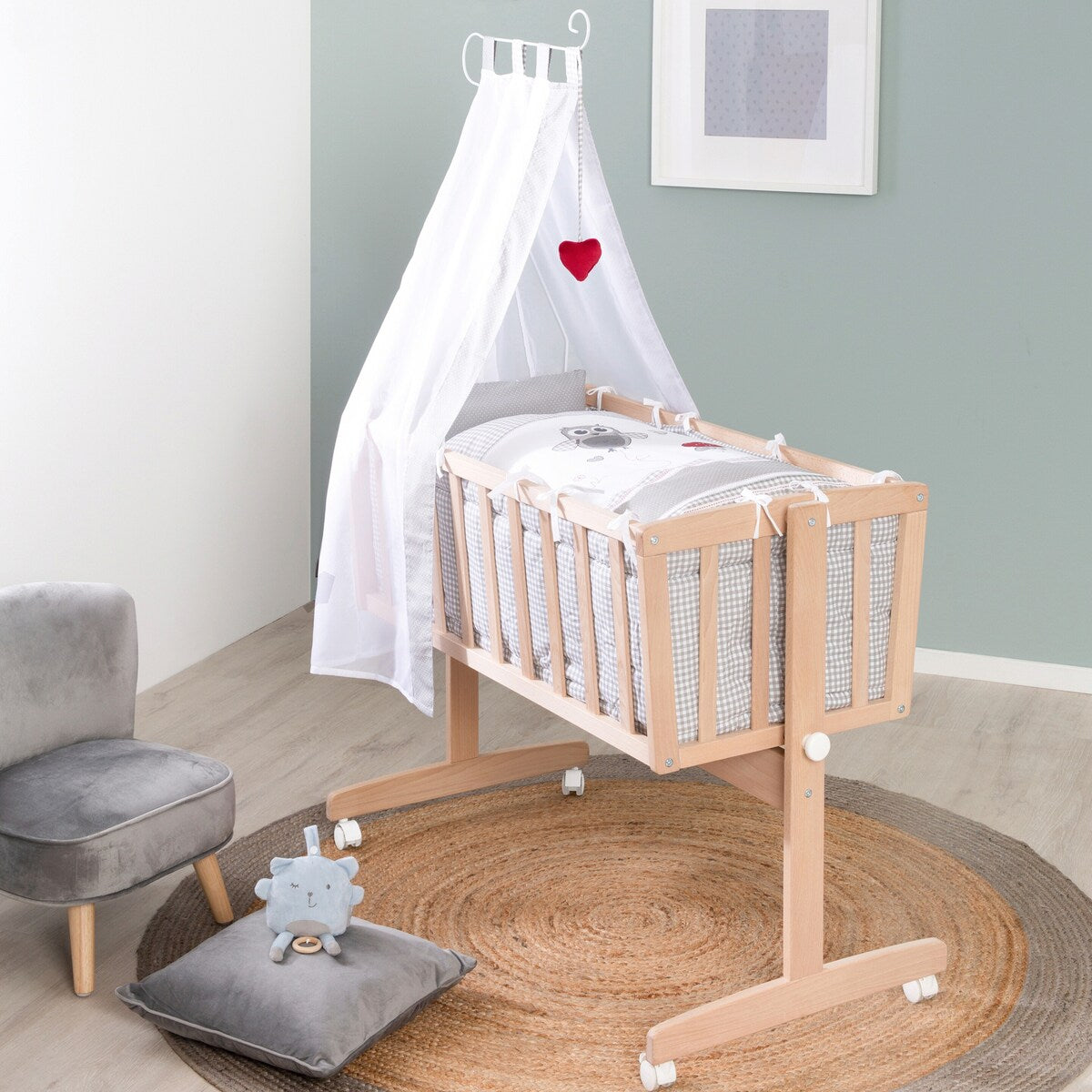 Babyvugge komplettsett Adam & Eule bakside