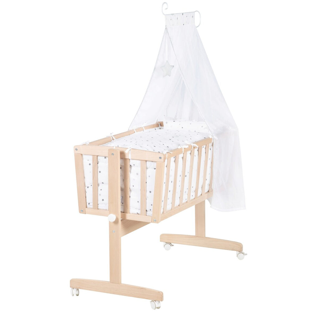Babyvugge komplettsett Sternenzauber grå 90x40 cm forfra