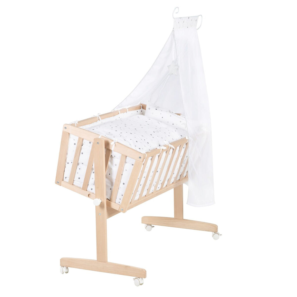 Babyvugge komplettsett Sternenzauber grå 90x40 cm detalj av tekstil