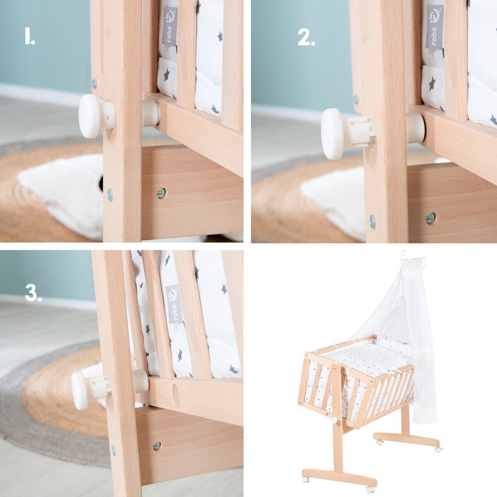 Babyvugge komplettsett Sternenzauber grå 90x40 cm himmelstang