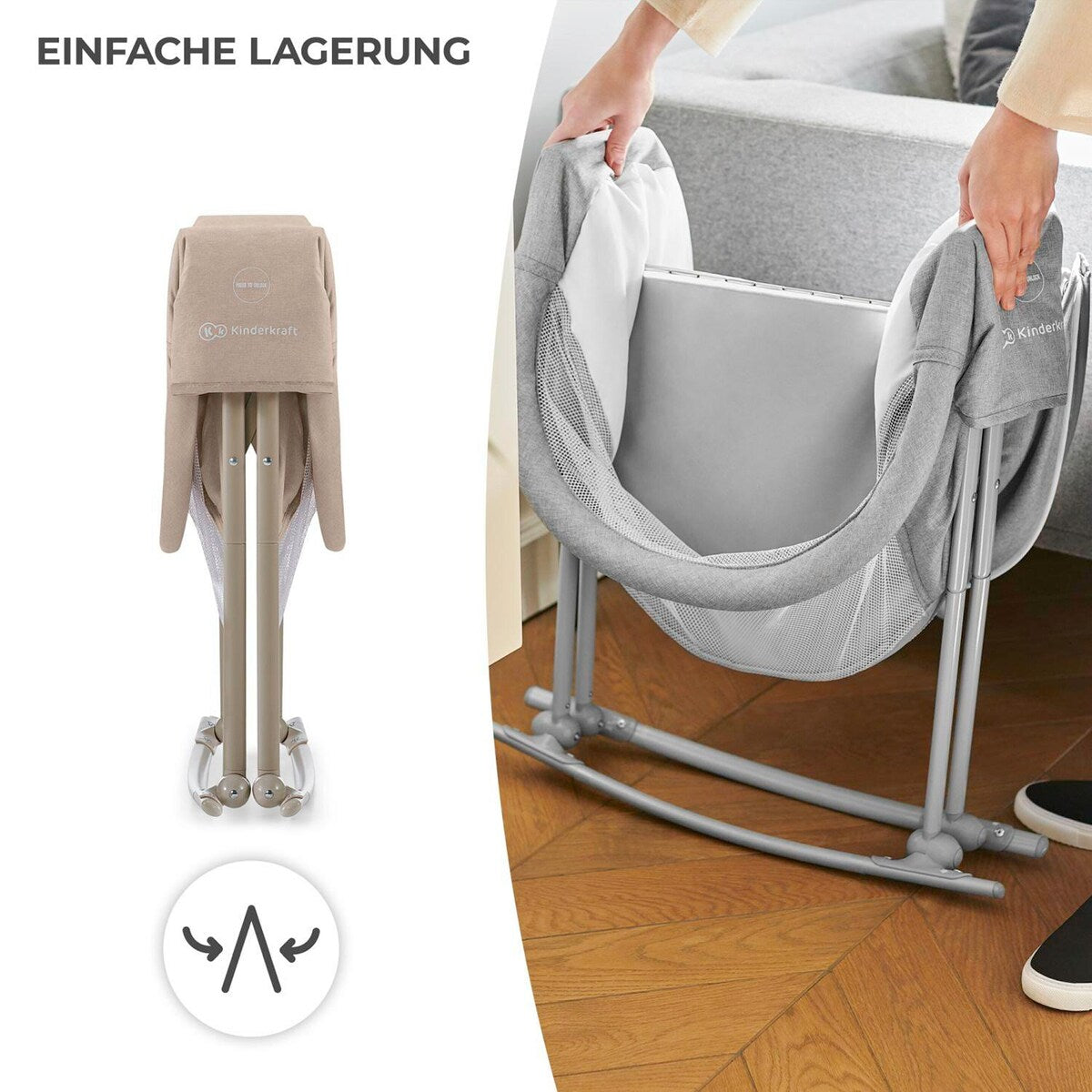 Babyvugge Lovi 3-i-1 reiseseng 88x61 cm, opptil 9 kg - Kinderkraft