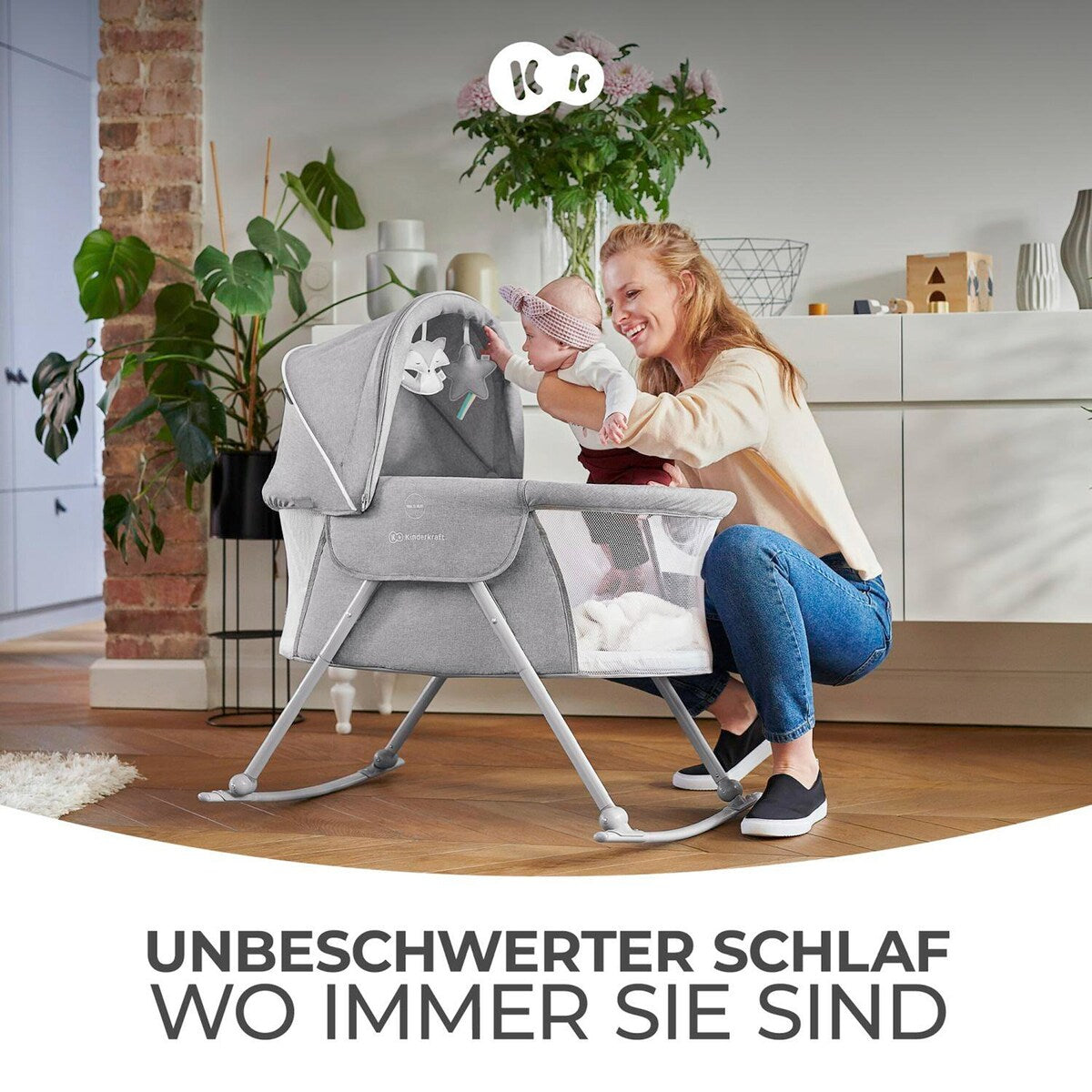 Babyvugge Lovi 3-i-1 reiseseng 88x61 cm, opptil 9 kg - Kinderkraft