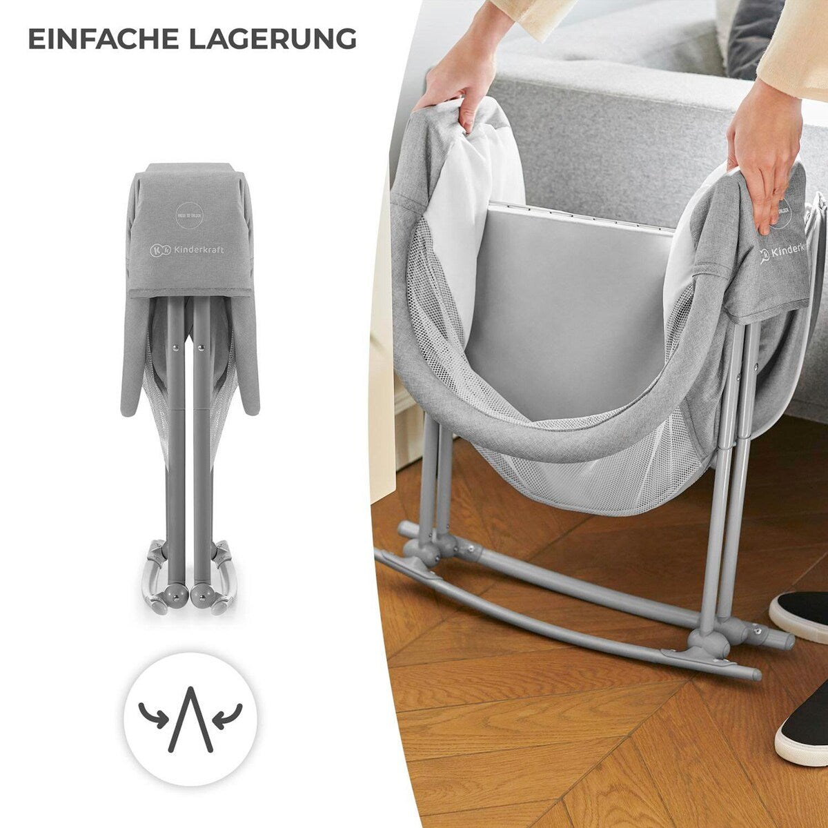 Babyvugge Lovi 3-i-1 reiseseng 88x61 cm, opptil 9 kg - Kinderkraft