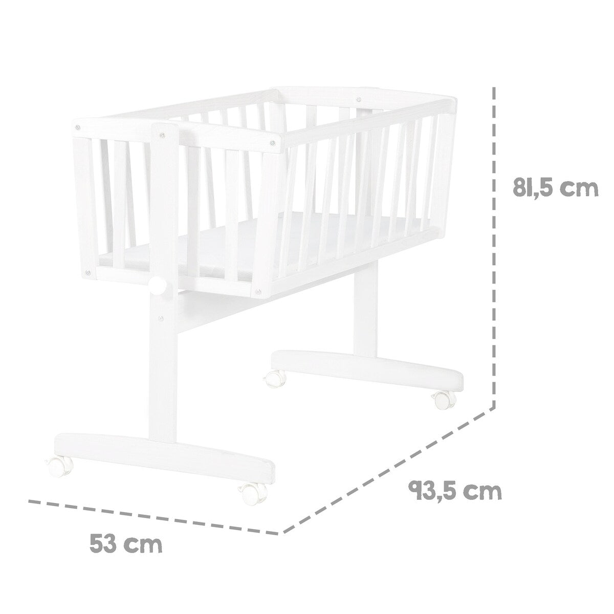 Detalj av Babyvugge med madrass 90 x 40 cm hvit - roba