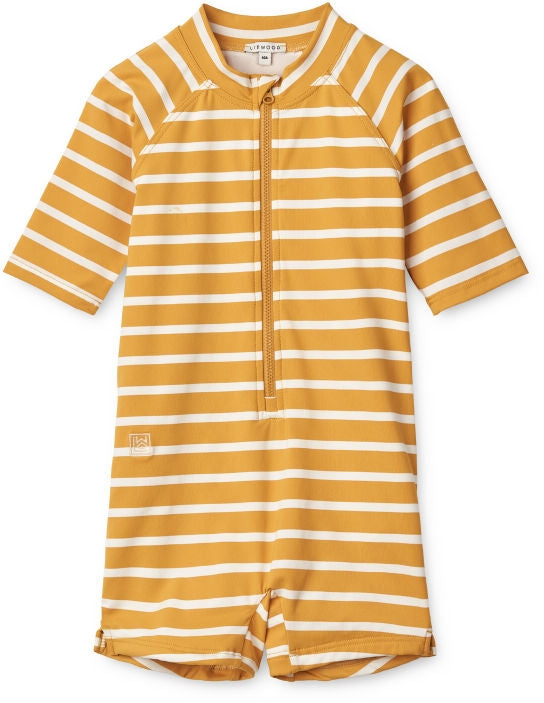 Badedrakt med korte ermer LSF 40+ str. 68 Yellow Mellow forfra