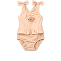 Badedrakt med sløyfe resirkulert polyester UPF 50+ str. 62 forfra