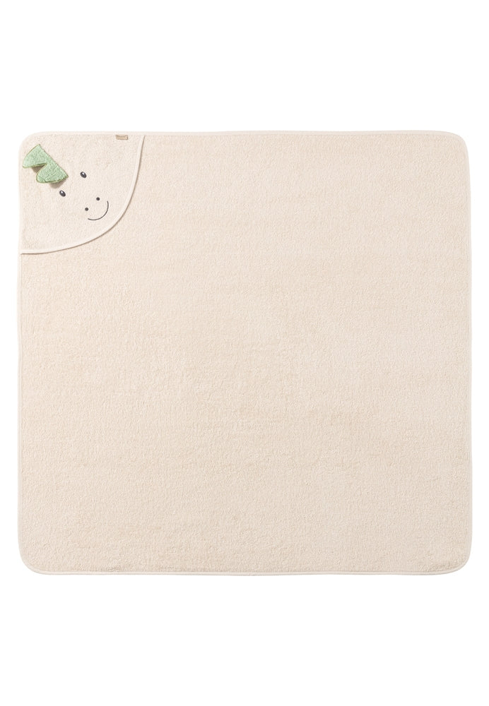 Badehåndkle med hette 100x100 cm bomull Dino Rexi beige bakside