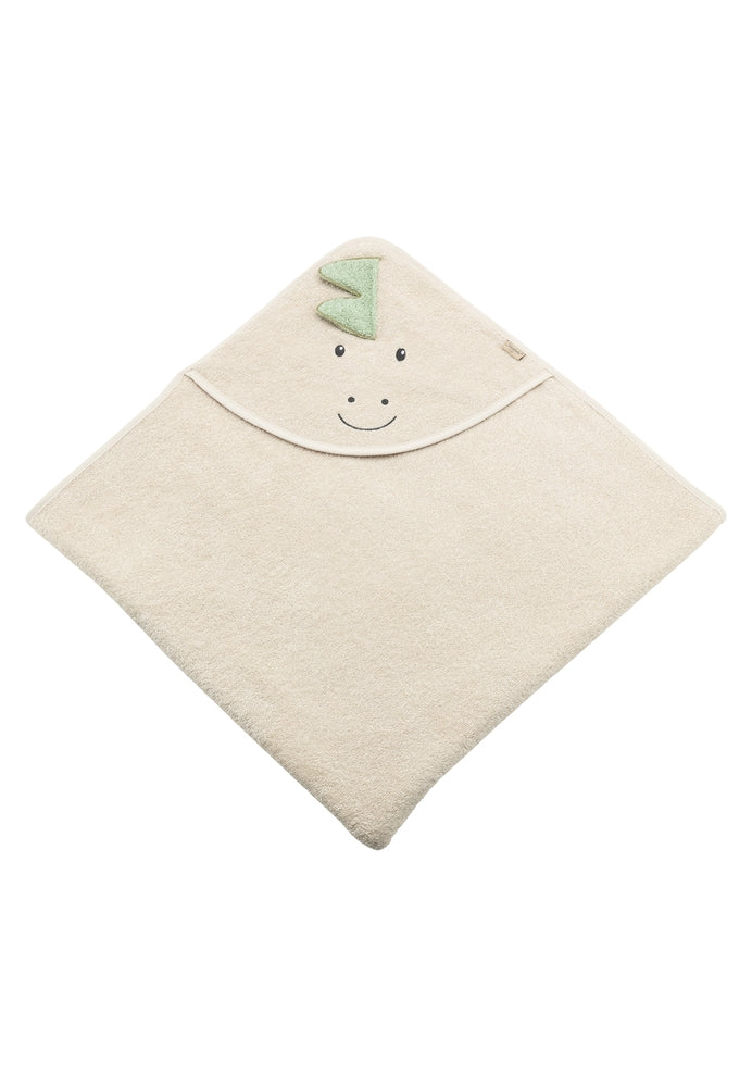 Badehåndkle med hette 100x100 cm bomull Dino Rexi beige forfra