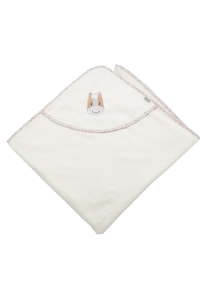 Badehåndkle med hette 100x100 cm bomull Pferd Sunny - Sterntaler forfra