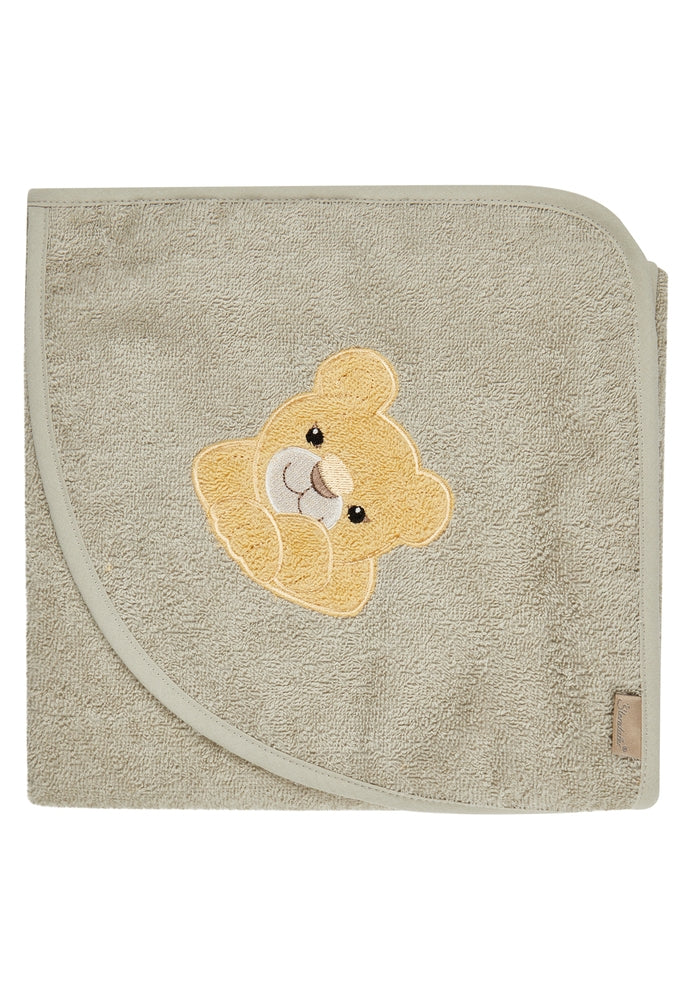 Badehåndkle med hette 80x80 cm løve Leo frotté forfra