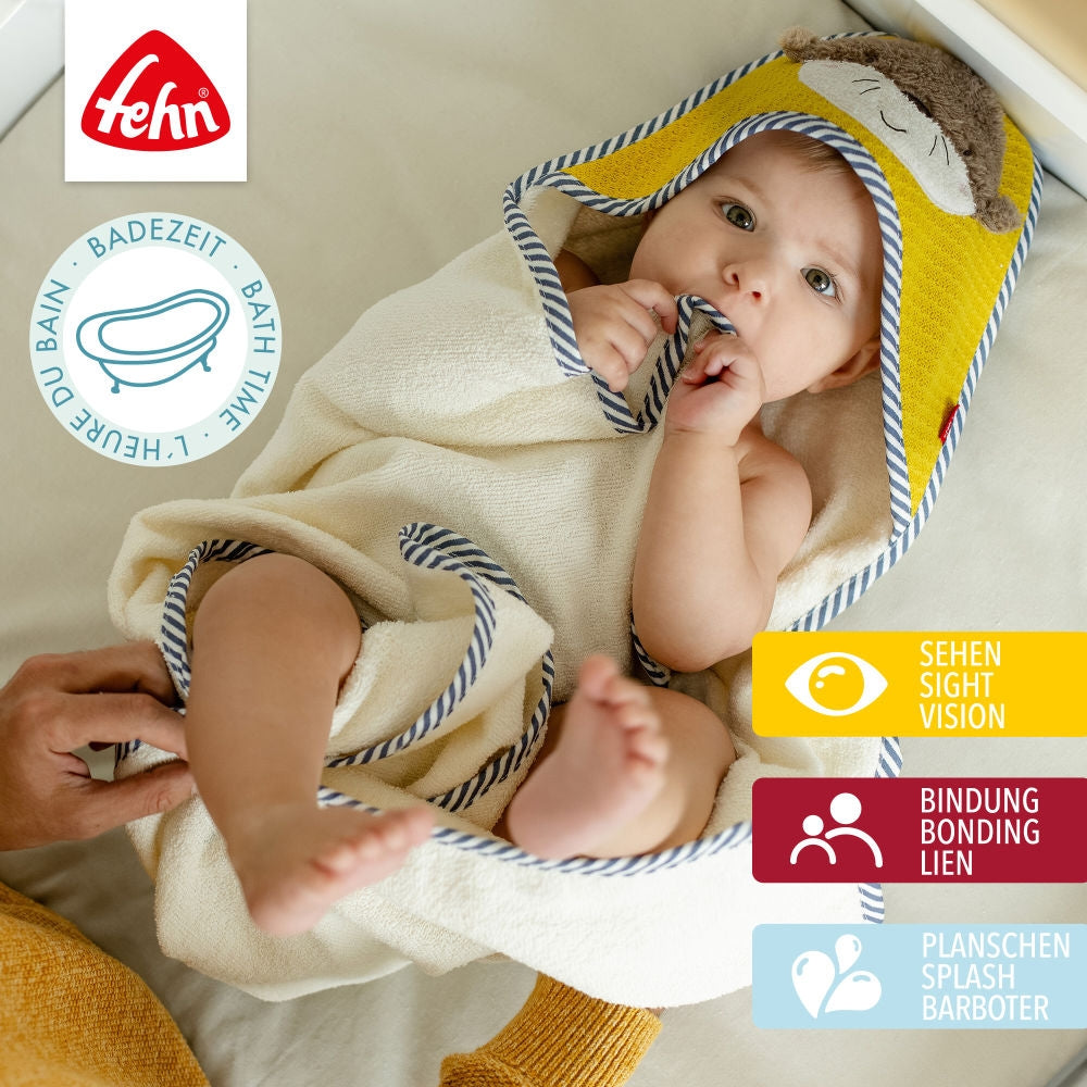 Badehåndkle med hette for baby oter-applikasjon - Fehn bakside