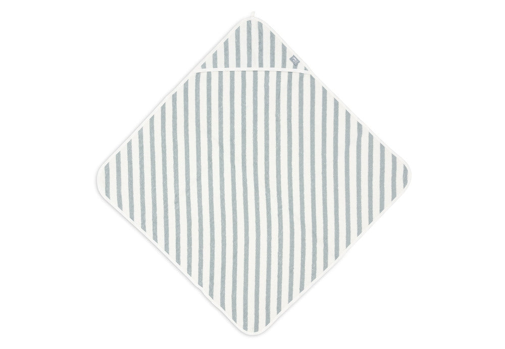 Badehåndkle med hette frotté 75x75 cm Stripe Sea Green forfra