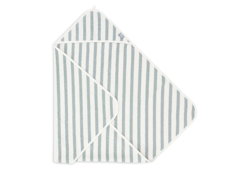 Badehåndkle med hette frotté 75x75 cm Stripe Sea Green bakside
