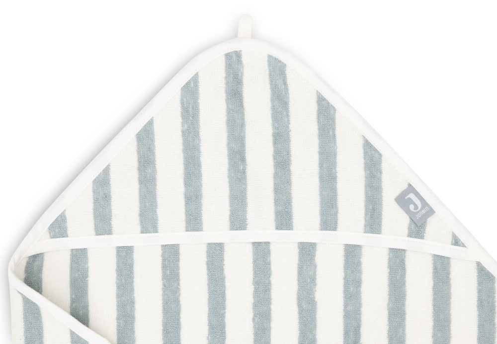 Montert Badehåndkle med hette frotté 75x75 cm Stripe Sea Green på barn