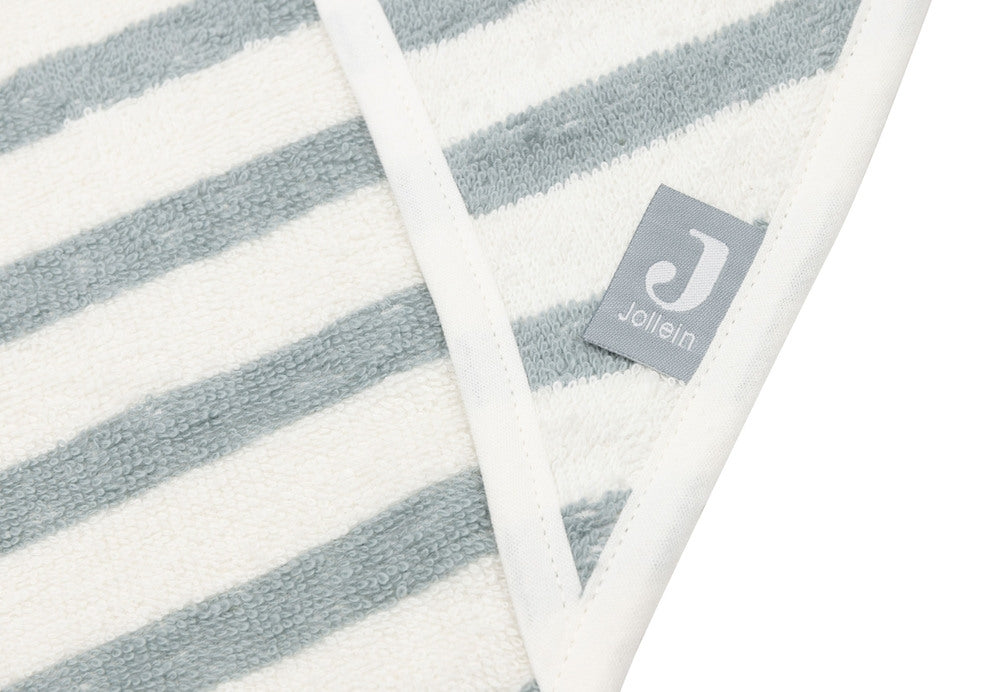 Nærbilde av hetten på Badehåndkle med hette frotté 75x75 cm Stripe Sea Green