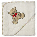 Badehåndkle med hette 80 x 80 cm bomullsfrotté Teddy natur for baby