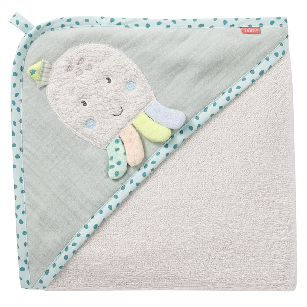 Badehåndkle med hette blekksprut 80 x 80 cm frotté - Fehn forfra