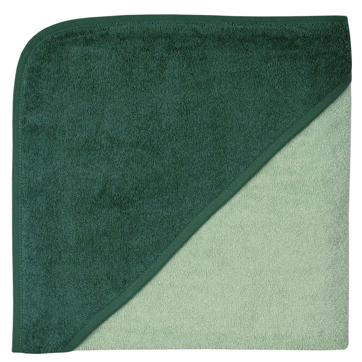 Badehåndkle med hette 100 x 100 cm bomullsfrotté, furugrønn - Wörner forfra