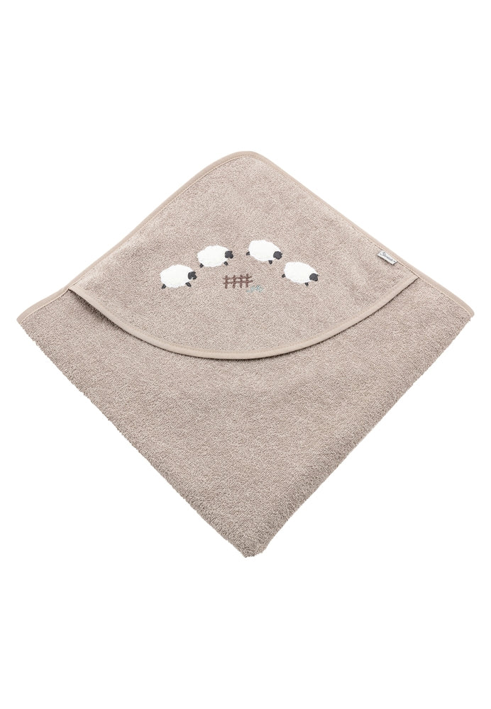Badehåndkle med hette 80x80 cm bomull Schaf Flocke - Sterntaler forfra