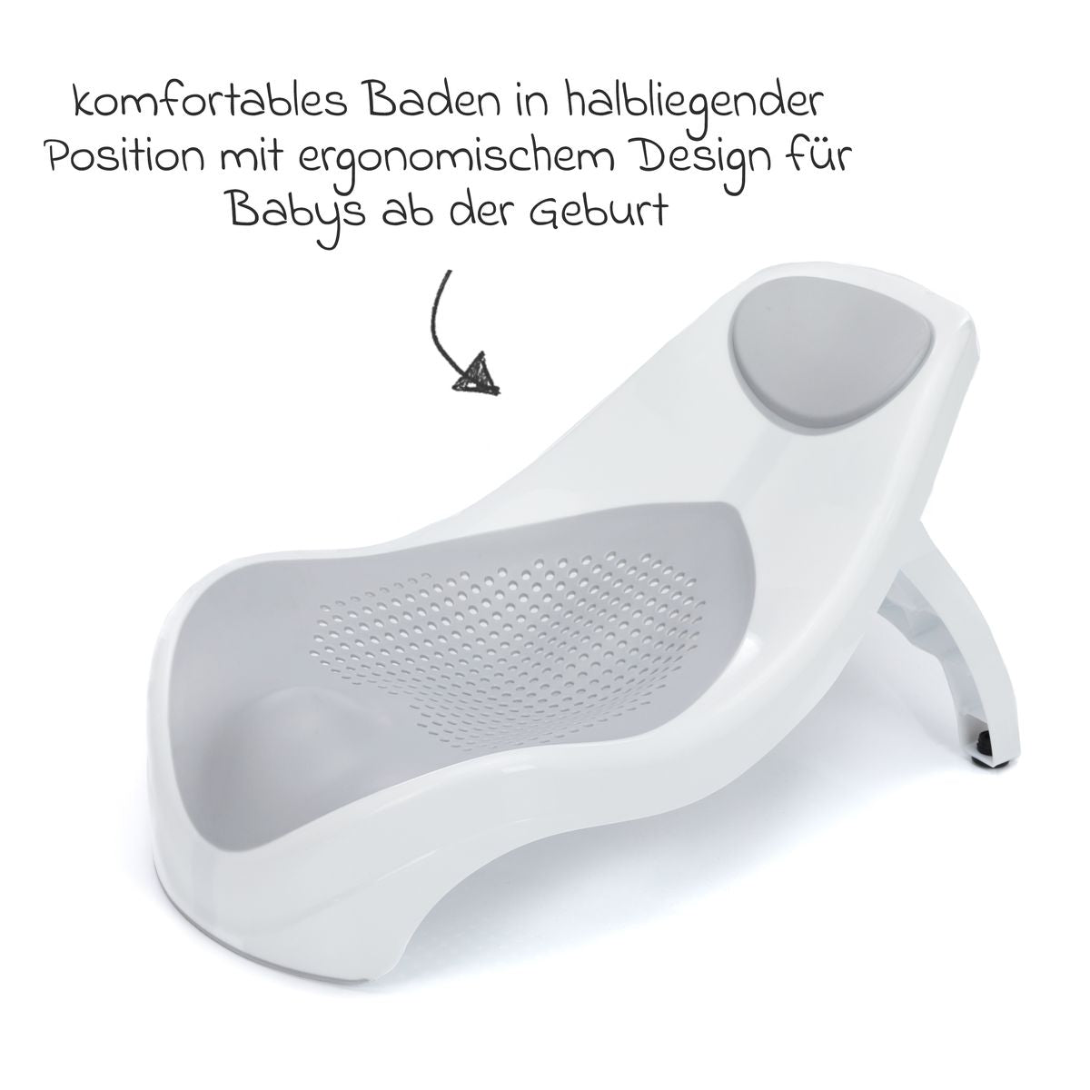 Badekarsete Delfin ergonomisk form bakside
