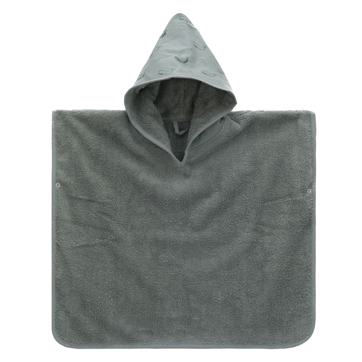 Badeponcho i bomullsfrotté 59 x 54 cm, hval grønn forfra