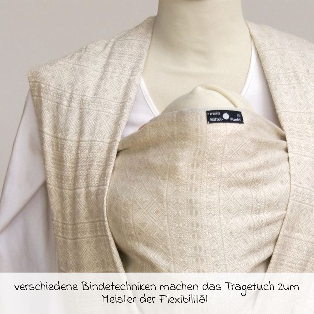 Bæresjal Prima natur økologisk bomull 68 x 470 cm - Didymos montert