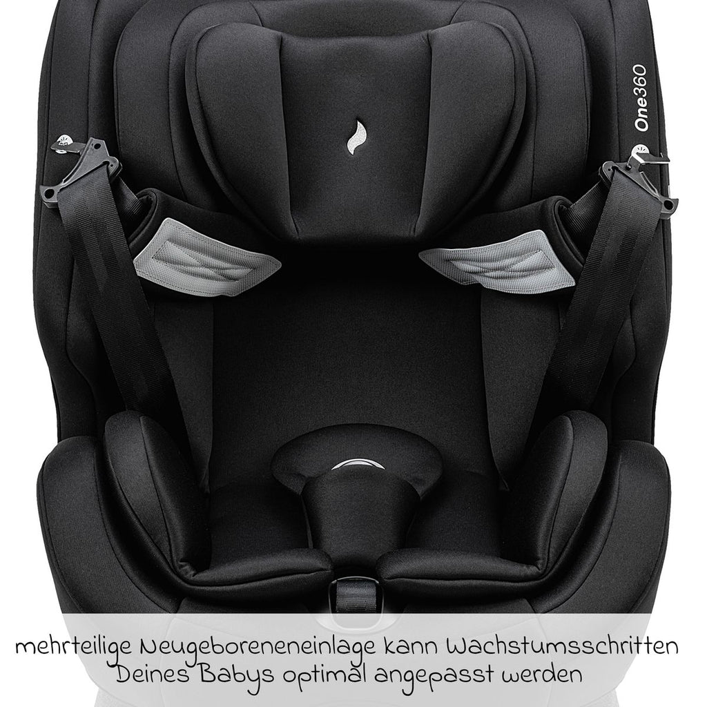Fullt utstyrt Bakovervendt bilstol One360 i-Size 40-150 cm, All Black - Osann med Isofix-base
