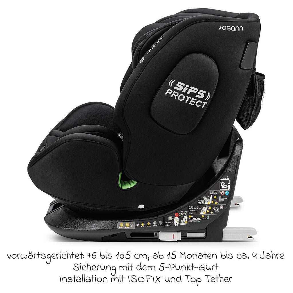 Nærbilde av Isofix-base med Top-Tether for Bakovervendt bilstol One360 i-Size 40-150 cm, All Black - Osann