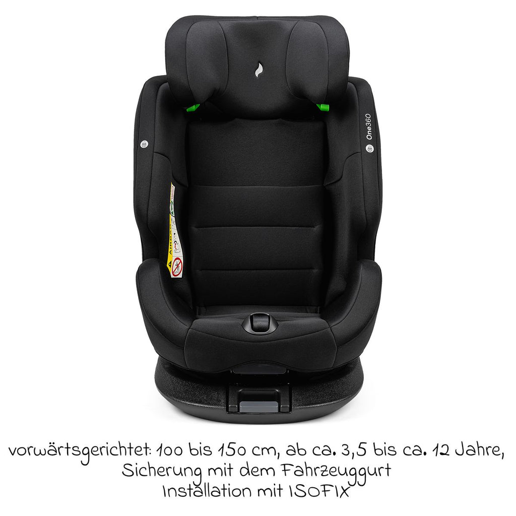 Oversikt over 360° rotasjonsfunksjon på Bakovervendt bilstol One360 i-Size 40-150 cm, All Black - Osann