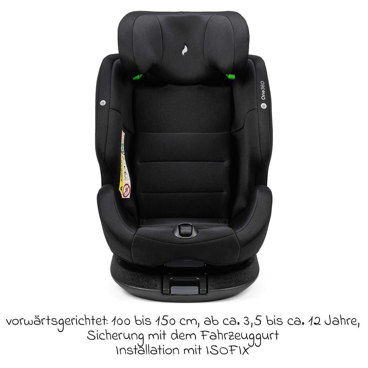 Oversikt over 360° rotasjonsfunksjon på Bakovervendt bilstol One360 i-Size 40-150 cm, All Black - Osann