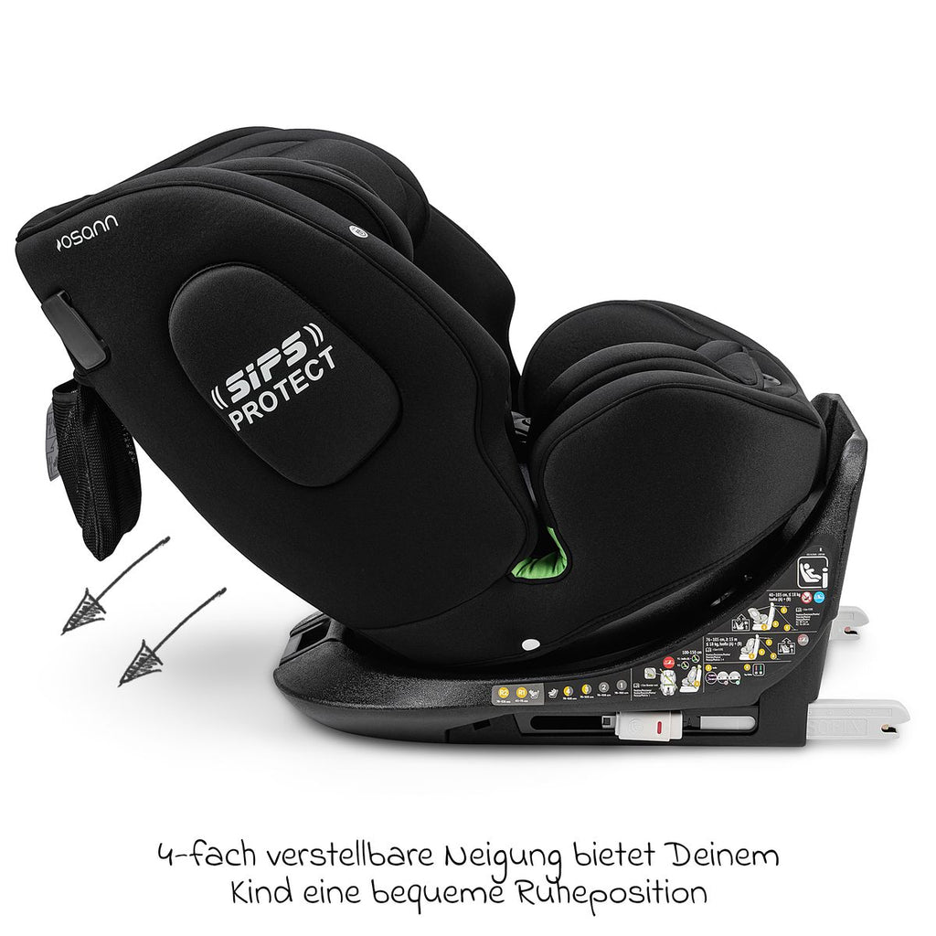 Avtakbart og vaskbart trekk på Bakovervendt bilstol One360 i-Size 40-150 cm, All Black - Osann