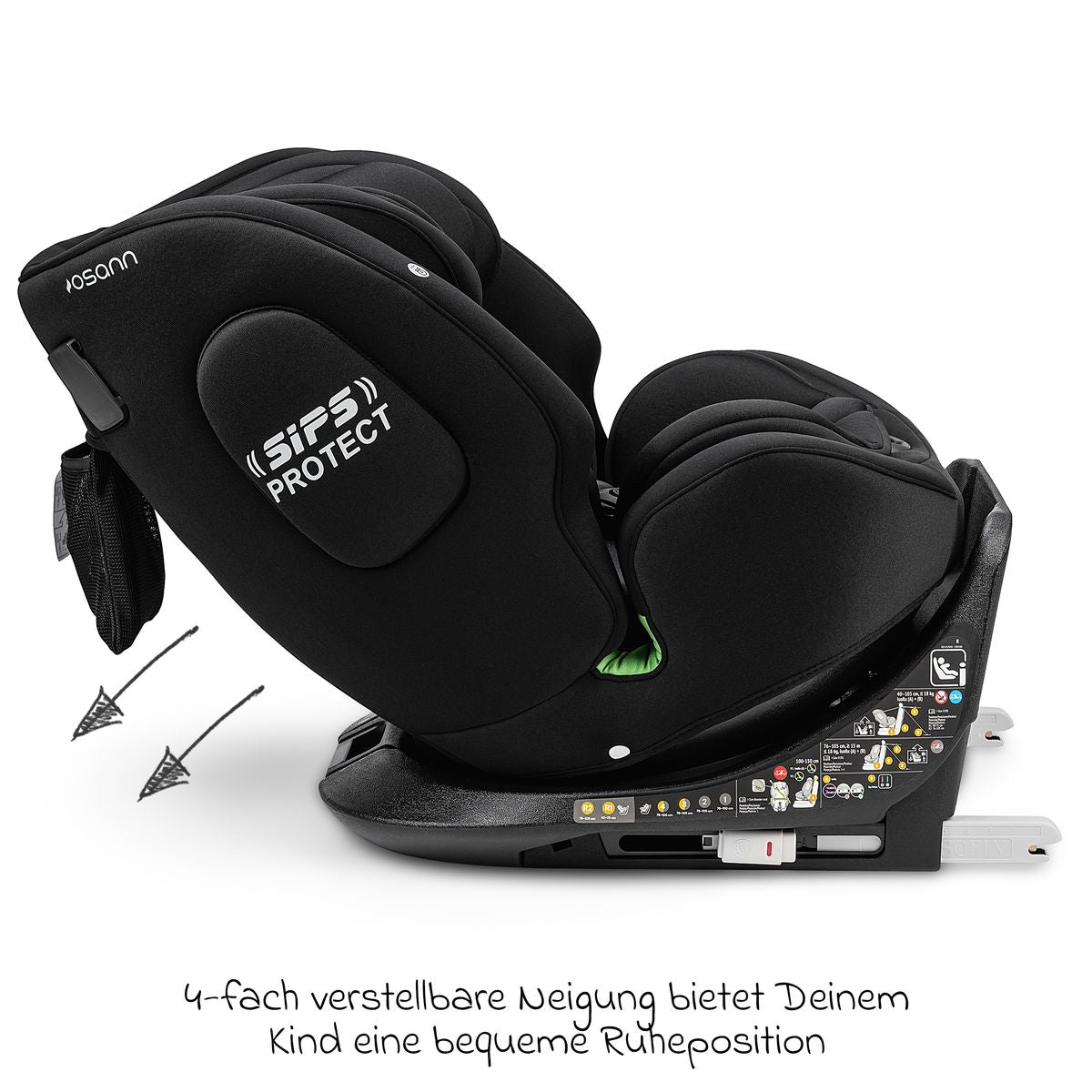 Avtakbart og vaskbart trekk på Bakovervendt bilstol One360 i-Size 40-150 cm, All Black - Osann
