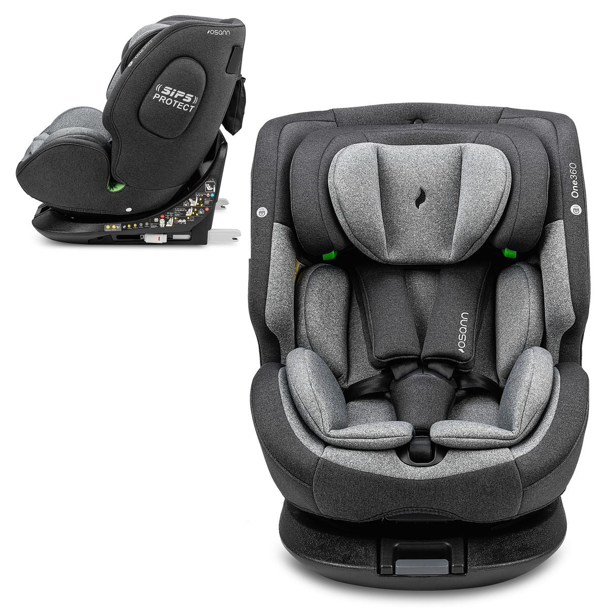 Bakovervendt bilstol One360 i-Size 40-150 cm Universe Grey forfra