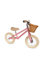 Balansesykkel 12" med kurv fra 3 år, rosa forfra