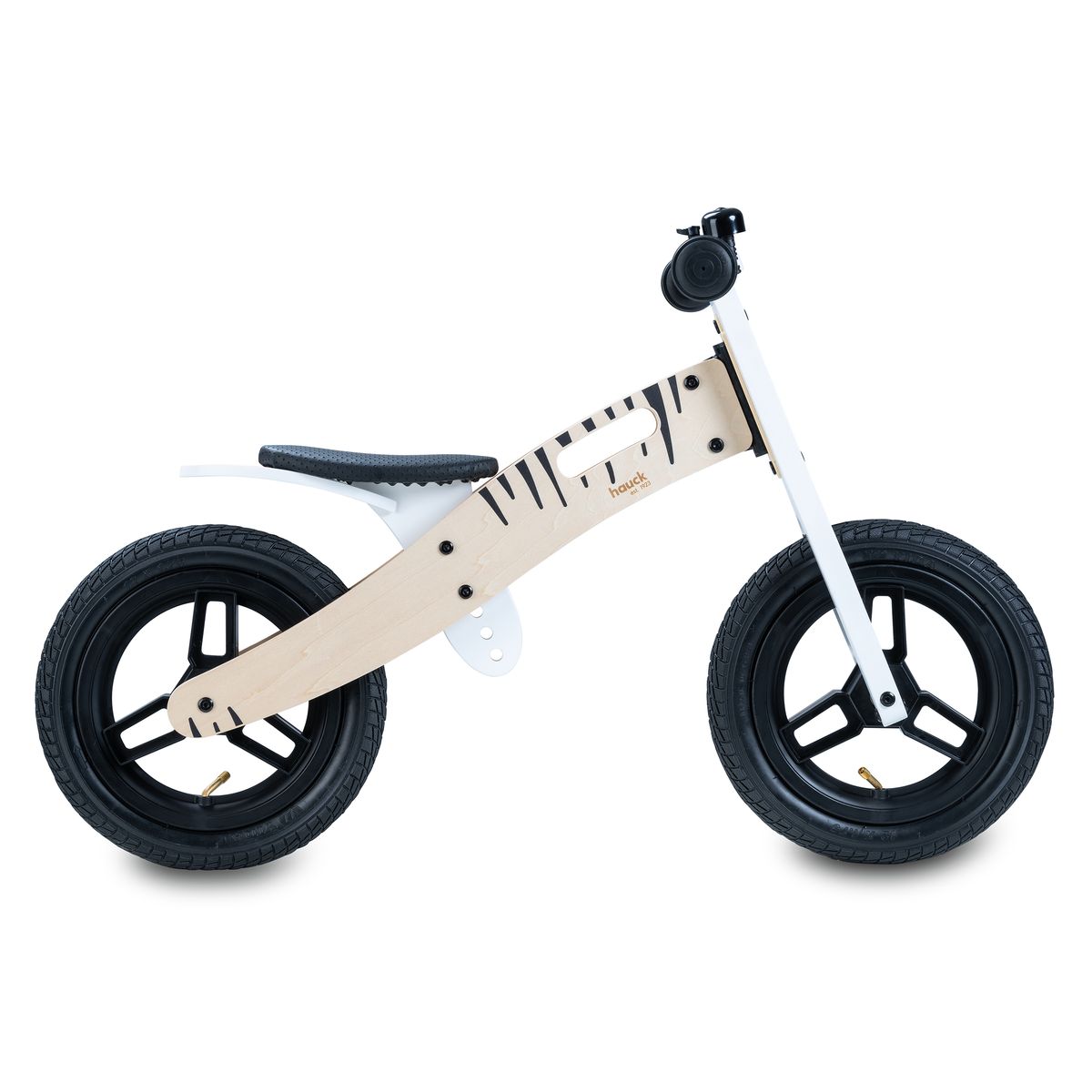 Balansesykkel Balance N Ride i tre med luftdekk Zebra forside