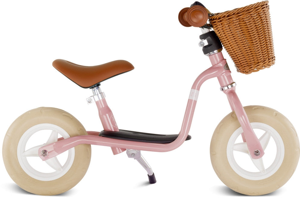 Balanssykkel LR M Classic retro-rosé med styrekurv nærbilde av styret