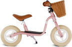 Balanssykkel LR M Classic retro-rosé med styrekurv nærbilde av styret