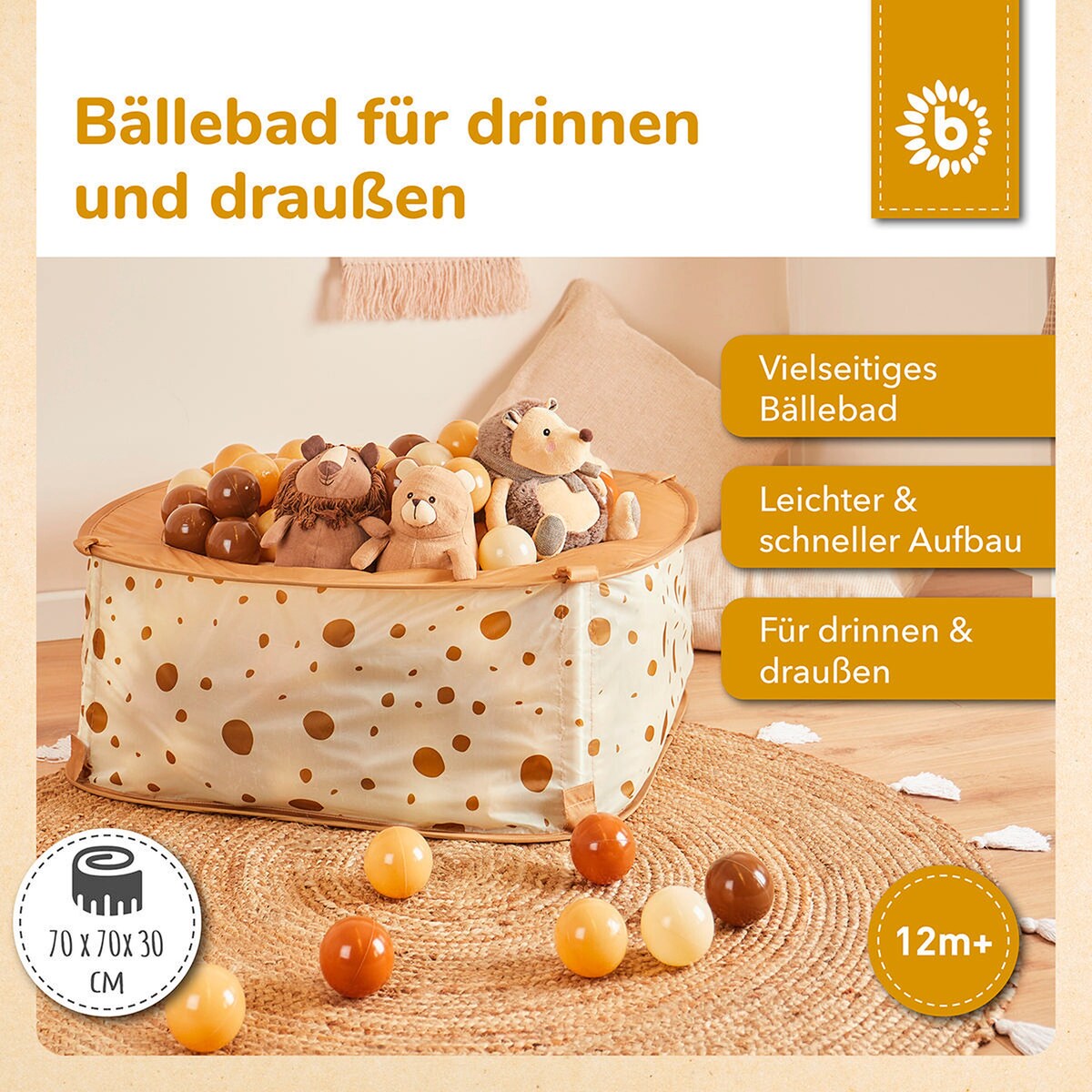 Ballbasseng pop-up Dots med 50 baller polyester i bruk