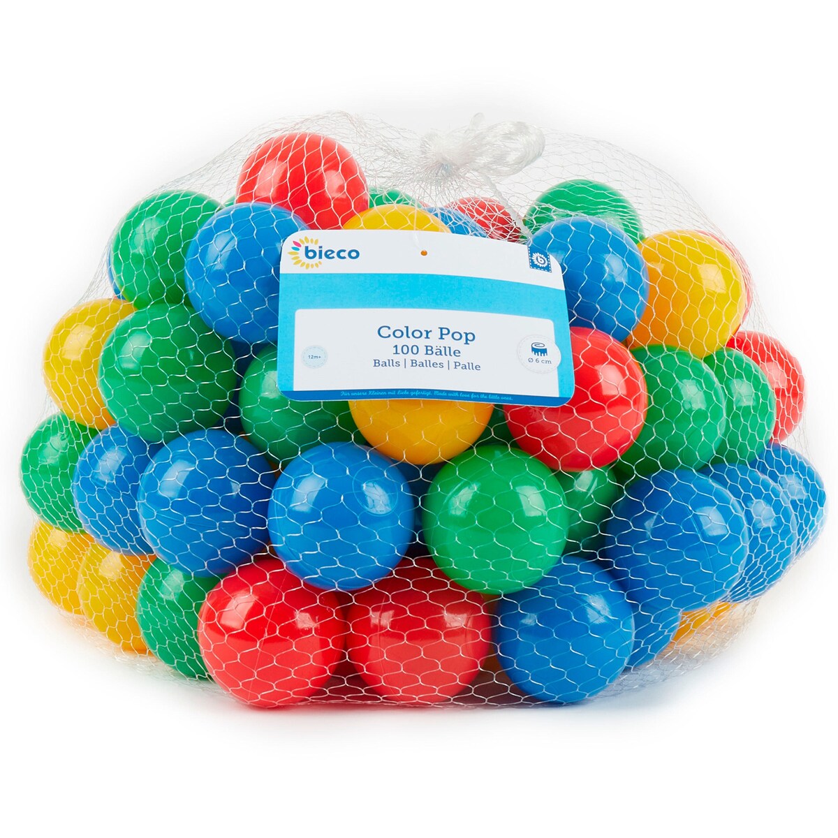 Ballbassengballer 100 stk flerfarget i plast ca 6 cm montert i ballbasseng
